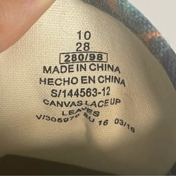 Men’s Leaves Print Canvas Sneaker Shoes - Size 10 - Picture 7 of 7